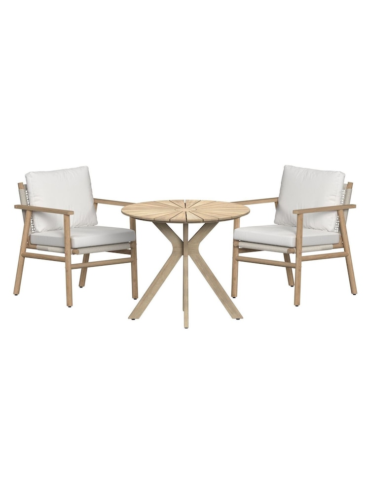 Charles Bentley Natural Wood Acacia and Weave Bistro Set - Image 6 of 6