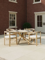 Charles Bentley Natural Wood Acacia Round Folding Dining Table - Image 1 of 6