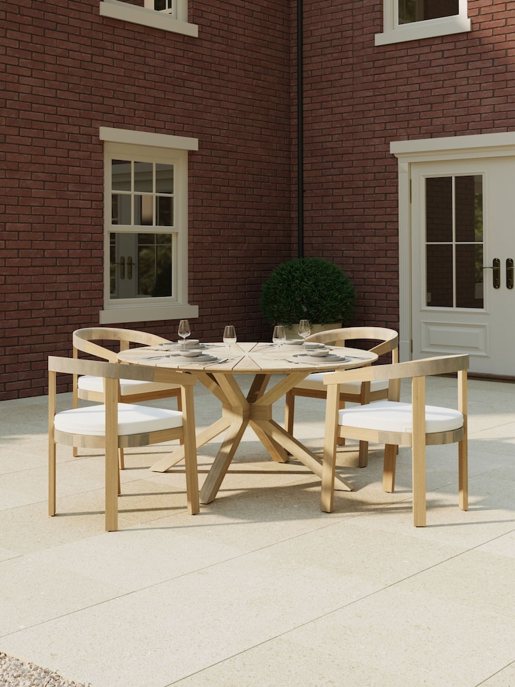 Charles Bentley Natural Wood Acacia Round Folding Dining Table - Image 1 of 6 Charles Bentley Natural Wood Acacia Round Folding Dining Table - Image 1 of 6