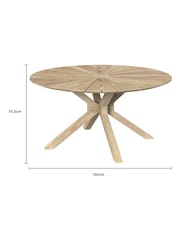 Charles Bentley Natural Wood Acacia Round Folding Dining Table - Image 3 of 6