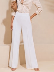 Lipsy White High Waist Wide Leg Tailored Trousers - Image 1 of 4