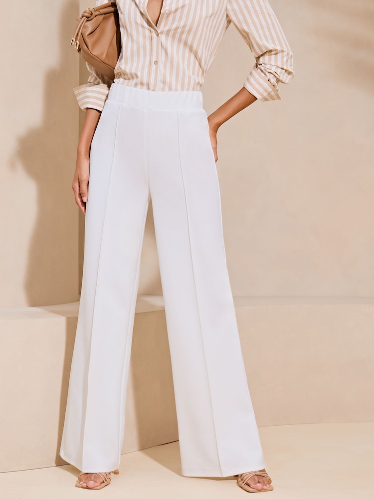 Lipsy White High Waist Wide Leg Tailored Trousers - Image 1 of 4
