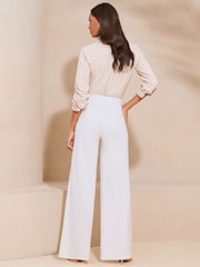 Lipsy White High Waist Wide Leg Tailored Trousers - Image 2 of 4