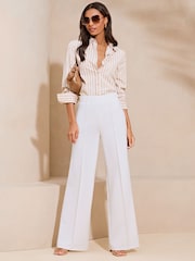 Lipsy White High Waist Wide Leg Tailored Trousers - Image 3 of 4