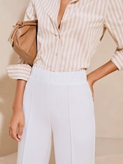 Lipsy White High Waist Wide Leg Tailored Trousers - Image 4 of 4