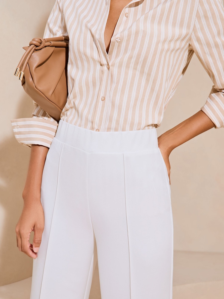 Lipsy White High Waist Wide Leg Tailored Trousers - Image 4 of 4