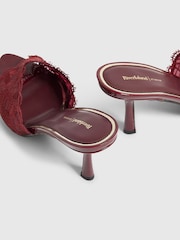 River Island Red Lace Peep Toe Mule Sandals - Image 5 of 6