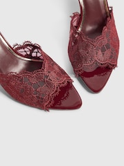 River Island Red Lace Peep Toe Mule Sandals - Image 6 of 6
