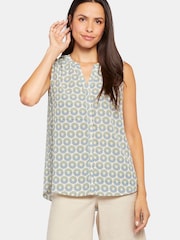 NYDJ Blue Sleeveless Pintuck Blouse - Image 1 of 6
