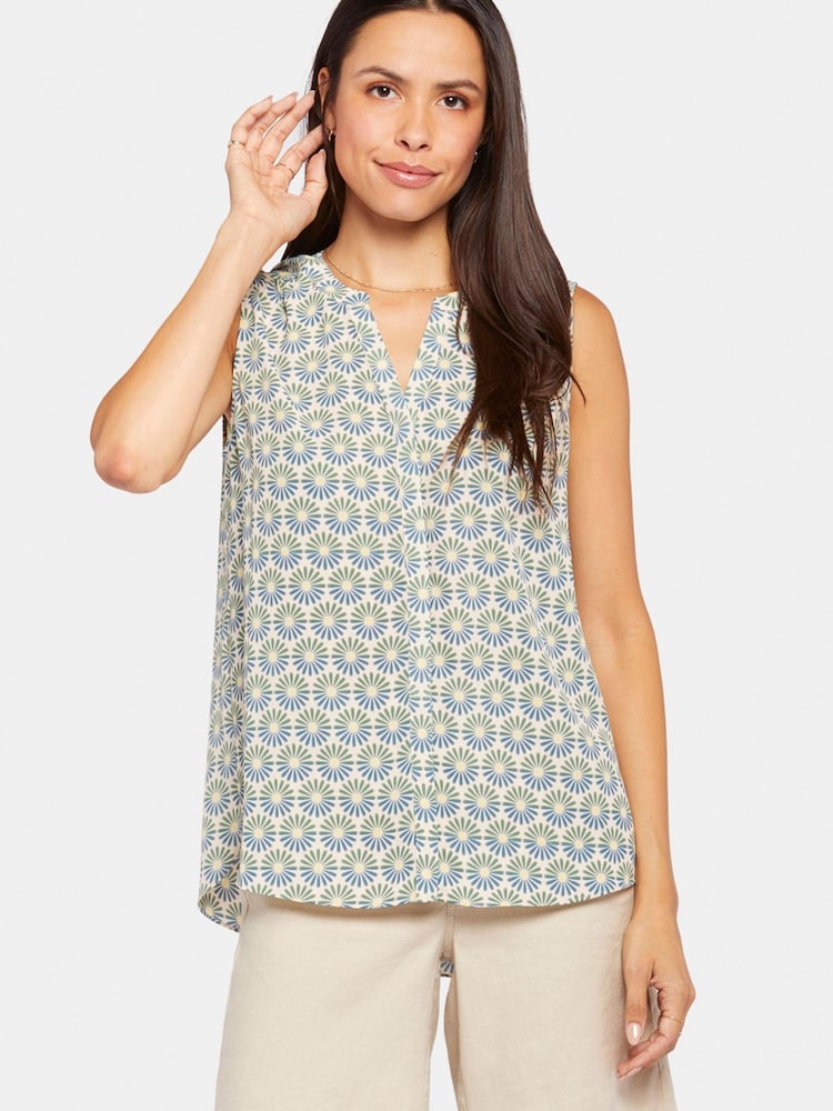 NYDJ Blue Sleeveless Pintuck Blouse - Image 1 of 6