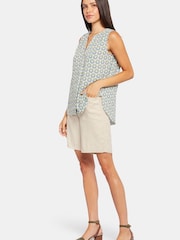 NYDJ Blue Sleeveless Pintuck Blouse - Image 4 of 6