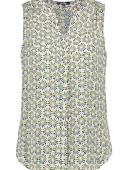 NYDJ Blue Sleeveless Pintuck Blouse - Image 6 of 6