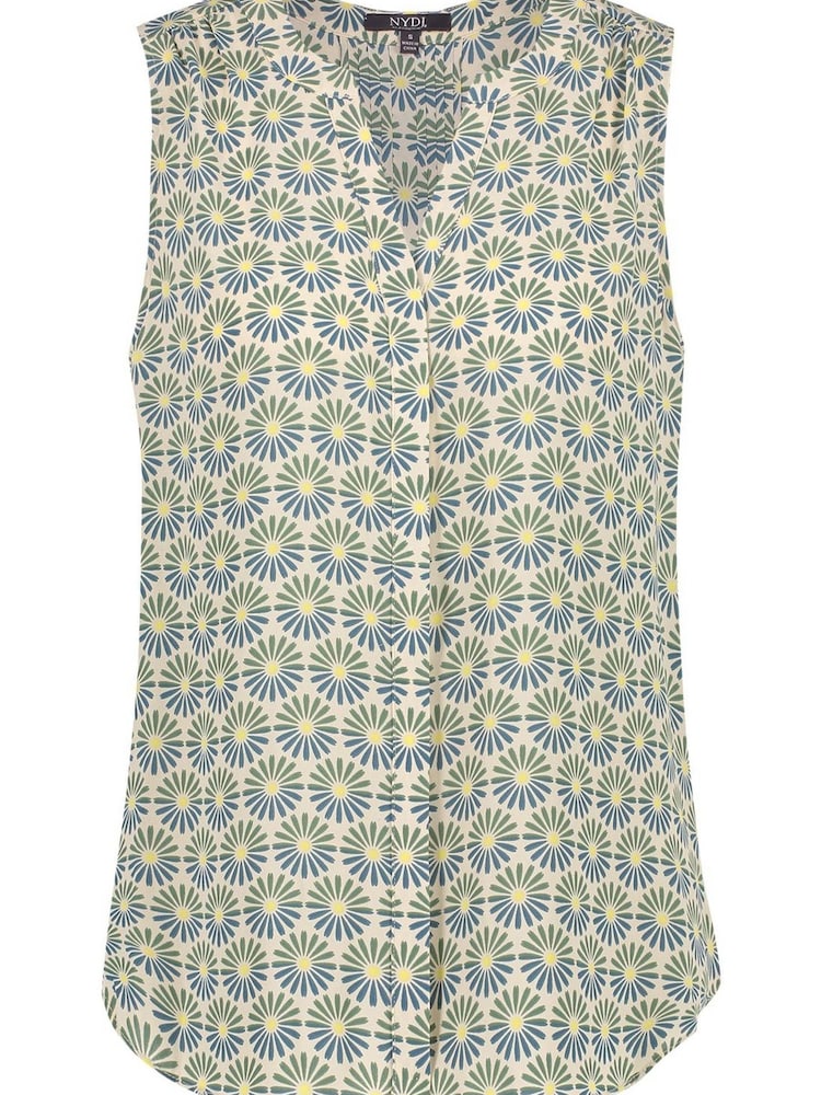 NYDJ Blue Sleeveless Pintuck Blouse - Image 6 of 6