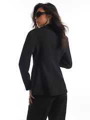 أسود - River Island Long Sleeve Tuxedo Detail Blazer - Image 2 of 4