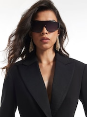أسود - River Island Long Sleeve Tuxedo Detail Blazer - Image 4 of 4