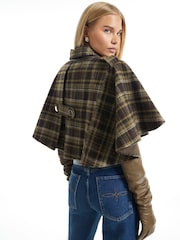 River Island Brown Collared Cropped Cape Poncho - Image 2 of 4
