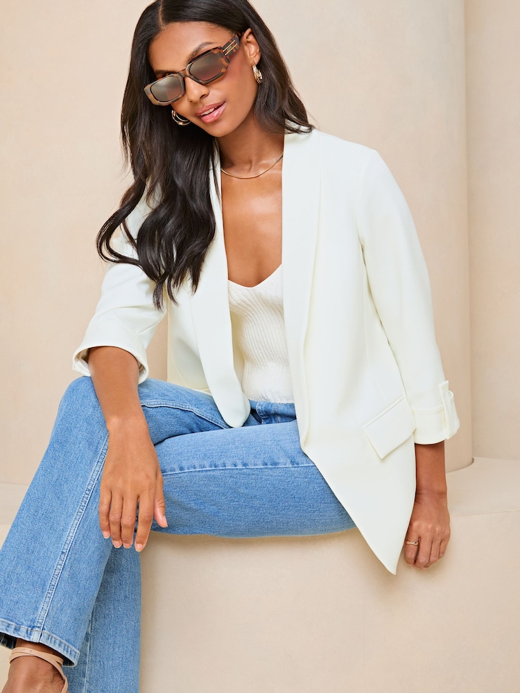 Lipsy Cream Shawl Blazer - Image 2 of 4 Lipsy Cream Shawl Blazer - Image 2 of 4