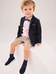 Navy Blazer, Shirt, Short & Bow Tie Set (3mths-9yrs) - Image 1 of 8