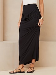 Lipsy Black Ruched Maxi Skirt - Image 3 of 4