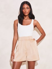 Lipsy Cream Pocket Tailored Shorts - Image 1 of 4