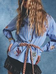 River Island Blue Striped Badge Printed Shirt - Image 3 of 4