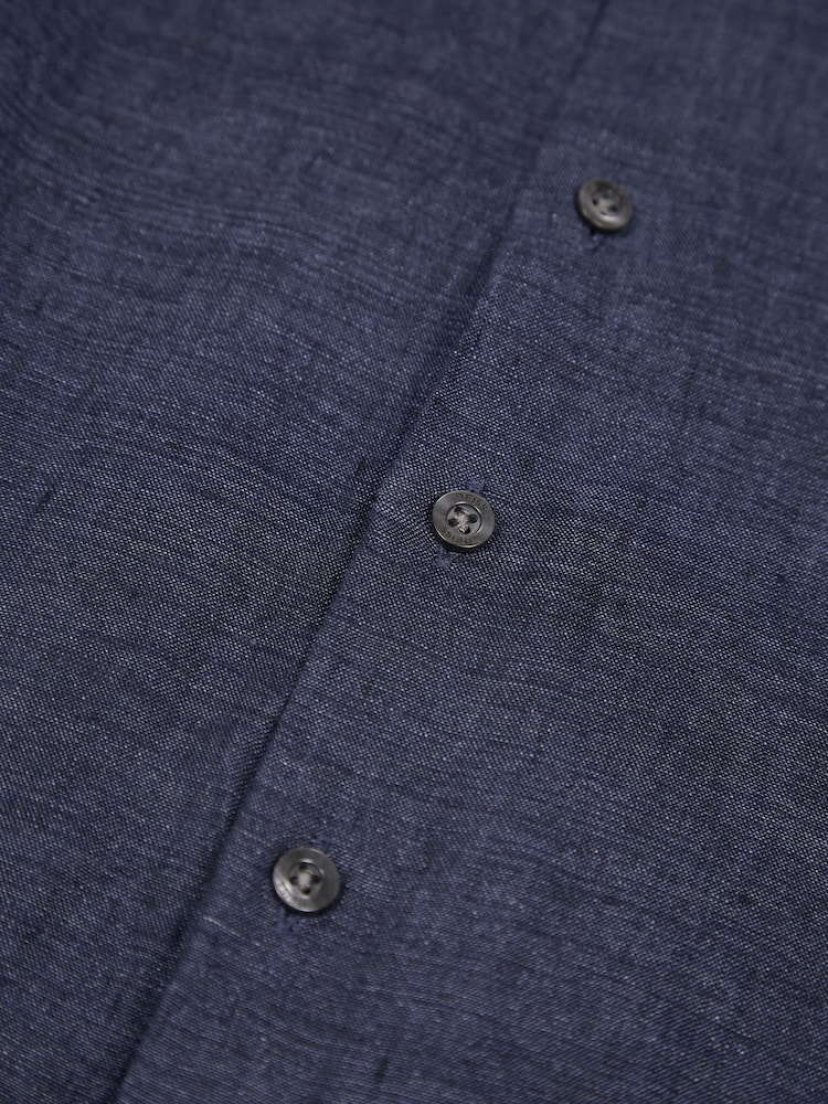Reiss Navy Holiday 9-13 yrs Short Sleeve Linen Shirt - Image 6 of 6