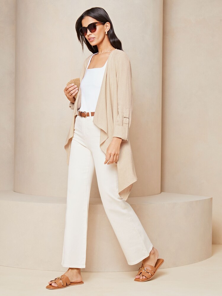 Lipsy Cream Waterfall Cardigan