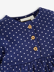 JoJo Maman Bébé Navy Blue Highland Cow Appliqué Button Front Dress - Image 2 of 3