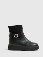 River Island Black Buckle Wedge Ankle Boots - Image 1 of 5