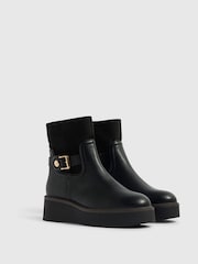 River Island Black Buckle Wedge Ankle Boots - Image 2 of 5