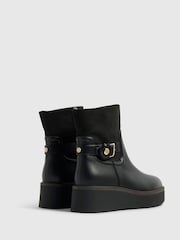 River Island Black Buckle Wedge Ankle Boots - Image 3 of 5