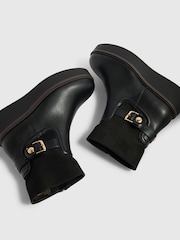 River Island Black Buckle Wedge Ankle Boots - Image 4 of 5