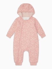 Mori Organic Floral Pink Zip Up Pramsuit - Image 1 of 3