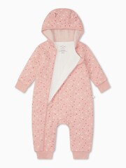 Mori Organic Floral Pink Zip Up Pramsuit - Image 2 of 3