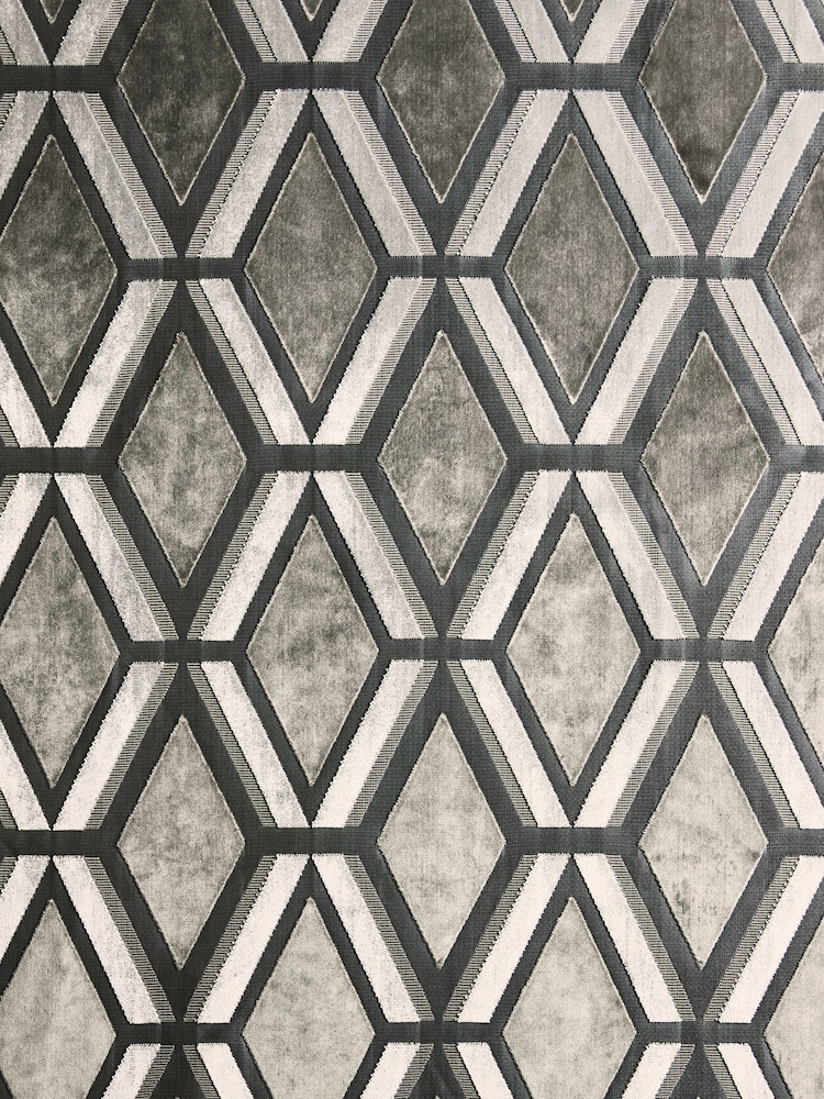 Grey Collection Luxe Heavyweight Geometric Cut Velvet Made To Measure Curtains - Image 6 of 6