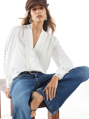 River Island White Long Sleeve Button Through Blouse - Image 2 of 4