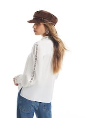 River Island White Long Sleeve Button Through Blouse - Image 3 of 4
