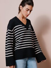 Albaray Stripe V-Neck Black Jumper - Image 3 of 5
