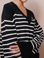 Albaray Stripe V-Neck Black Jumper - Image 4 of 5