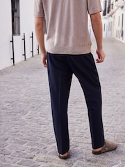Navy Blue Relaxed Fit Seersucker Suit Trousers - Image 3 of 8