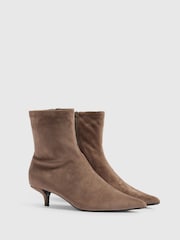 River Island Brown Kitten Heels Socks Ankle Boots - Image 3 of 4