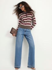 River Island Pink Stripe Embellished Knit Polo Shirt - Image 2 of 4