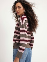 River Island Pink Stripe Embellished Knit Polo Shirt - Image 3 of 4