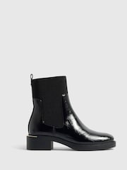 River Island Black Block Heeled Ankle Boots - Image 1 of 5