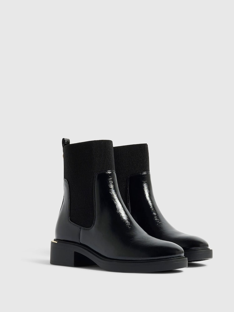 River Island Black Block Heeled Ankle Boots - Image 2 of 5 River Island Black Block Heeled Ankle Boots - Image 2 of 5