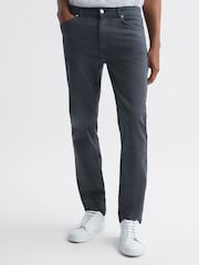 Reiss Airforce Blue Dover Slim Fit Brushed Jeans - Image 1 of 4