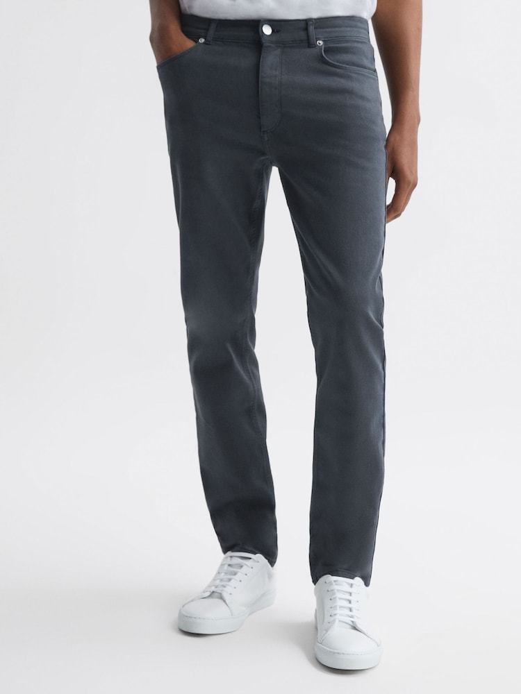 Reiss Airforce Blue Dover Slim Fit Brushed Jeans - Image 1 of 4