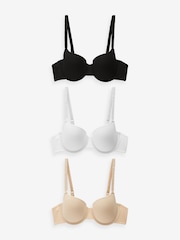 Melns/balts/pasteļkrāsas rožu kails - Kokvilnas Blend īpaši komforta krūšturi 3 iepakojumā - Attēls 10 no 11