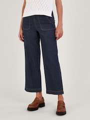 Monsoon Blue Harper Crop Wide Leg Pull-On Jeans - Image 1 of 4