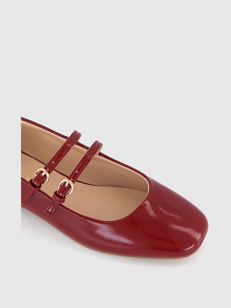 Rot - Office Mary-Jane-Schuhe mit Blockabsatz und doppelten Riemen - Bild 1 von 3 Rot - Office Mary-Jane-Schuhe mit Blockabsatz und doppelten Riemen - Bild 1 von 3